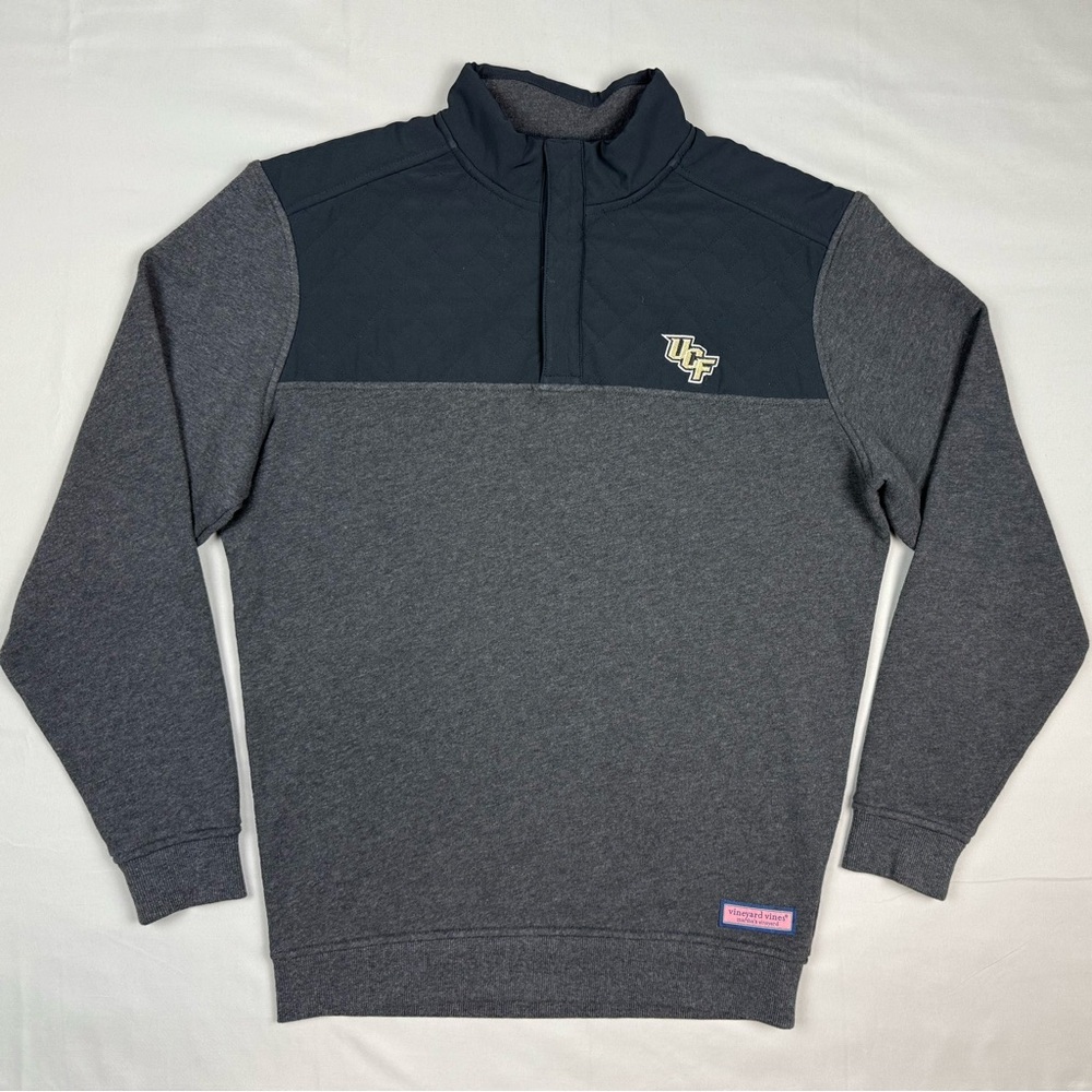 Vineyard Vines UCF Knights Mens Quilted Sweatshirt Small 1/4 Snap Color Block C1